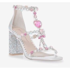 Betsey Johnson Pink and Silver Embellished Sandals